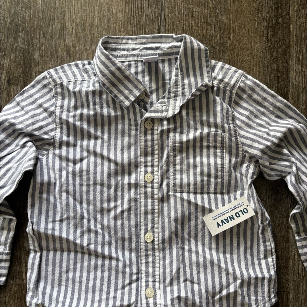 Old Navy Kids Blue and White Striped Button Down Shirt